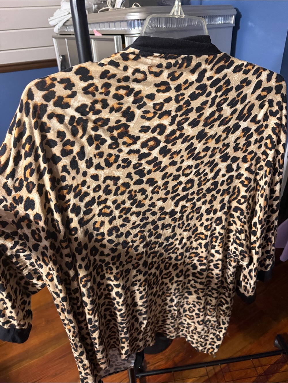 Zenana Outfitters Leopard Print Open Front Cardigan - Beige & Black - Picture 3 of 3